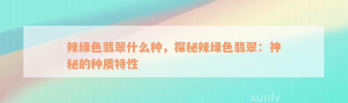 辣绿色翡翠什么种，探秘辣绿色翡翠：神秘的种质特性