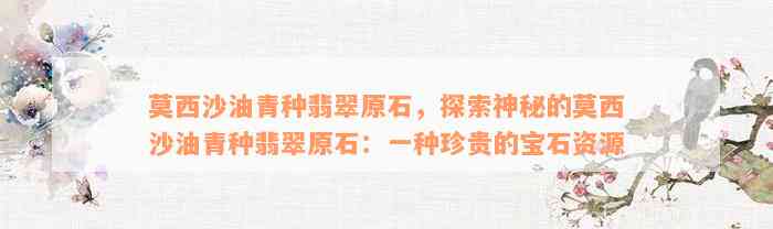 莫西沙油青种翡翠原石，探索神秘的莫西沙油青种翡翠原石：一种珍贵的宝石资源