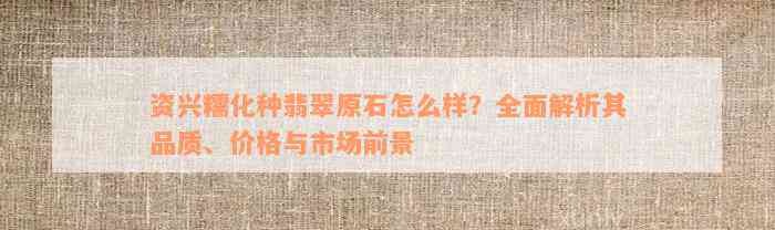 资兴糯化种翡翠原石怎么样？全面解析其品质、价格与市场前景