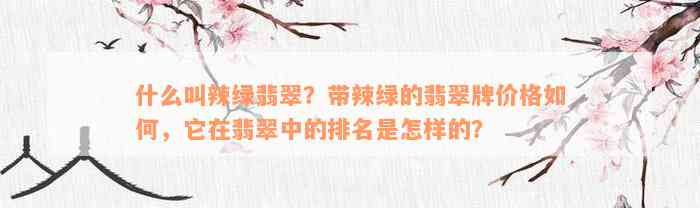 什么叫辣绿翡翠？带辣绿的翡翠牌价格如何，它在翡翠中的排名是怎样的？