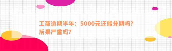 工商逾期半年：5000元还能分期吗？后果严重吗？