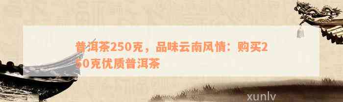 普洱茶250克，品味云南风情：购买250克优质普洱茶