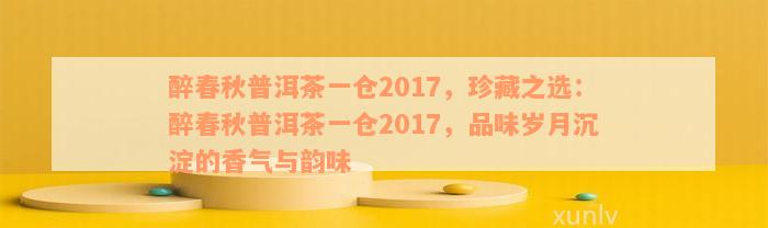 醉春秋普洱茶一仓2017，珍藏之选：醉春秋普洱茶一仓2017，品味岁月沉淀的香气与韵味