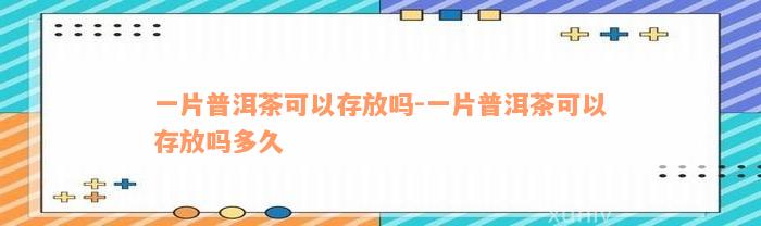 一片普洱茶可以存放吗-一片普洱茶可以存放吗多久