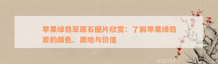 苹果绿翡翠原石图片欣赏：了解苹果绿翡翠的颜色、质地与价值