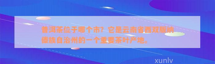 普洱茶位于哪个市？它是云南省西双版纳傣族自治州的一个重要茶叶产地。