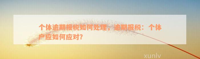 个体逾期报税如何处理，逾期报税：个体户应如何应对？