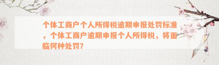 个体工商户个人所得税逾期申报处罚标准，个体工商户逾期申报个人所得税，将面临何种处罚？