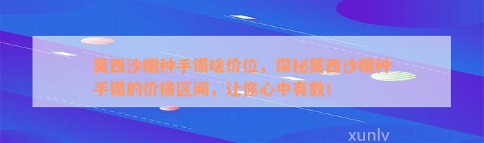 莫西沙糯种手镯啥价位，探秘莫西沙糯种手镯的价格区间，让你心中有数！