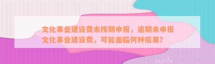 文化事业建设费未按期申报，逾期未申报文化事业建设费，可能面临何种后果？