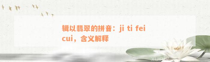 辑以翡翠的拼音：ji ti fei cui，含义解释