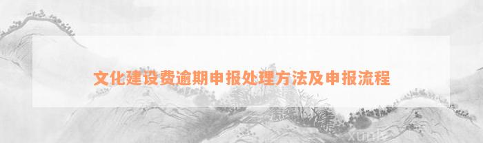 文化建设费逾期申报处理方法及申报流程