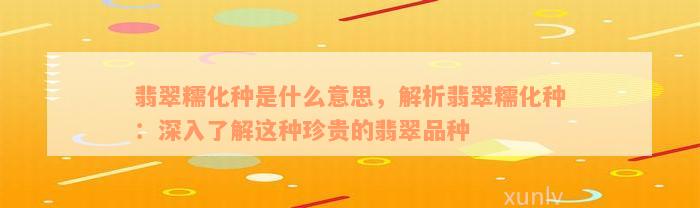 翡翠糯化种是什么意思，解析翡翠糯化种：深入了解这种珍贵的翡翠品种