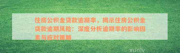 住房公积金贷款逾期率，揭示住房公积金贷款逾期风险：深度分析逾期率的影响因素与应对策略