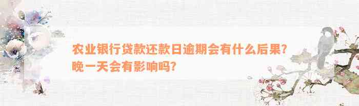 农业银行贷款还款日逾期会有什么后果？晚一天会有影响吗？