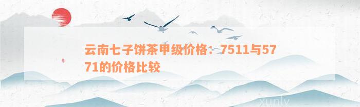 云南七子饼茶甲级价格：7511与5771的价格比较