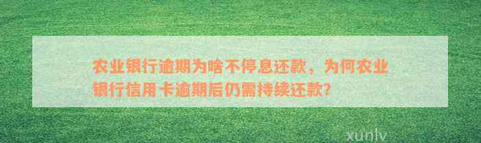 农业银行逾期为啥不停息还款，为何农业银行信用卡逾期后仍需持续还款？