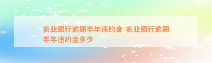 农业银行逾期半年违约金-农业银行逾期半年违约金多少