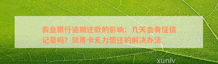 农业银行逾期还款的影响：几天会有征信记录吗？信用卡无力偿还的解决办法