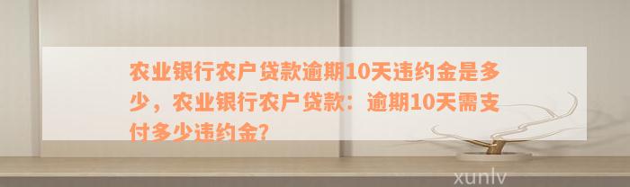 农业银行农户贷款逾期10天违约金是多少，农业银行农户贷款：逾期10天需支付多少违约金？