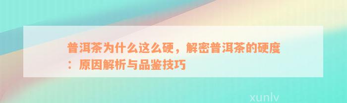 普洱茶为什么这么硬，解密普洱茶的硬度：原因解析与品鉴技巧