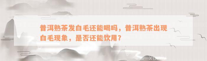 普洱熟茶发白毛还能喝吗，普洱熟茶出现白毛现象，是否还能饮用？