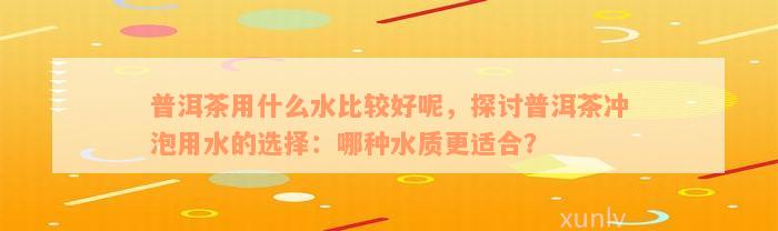 普洱茶用什么水比较好呢，探讨普洱茶冲泡用水的选择：哪种水质更适合？