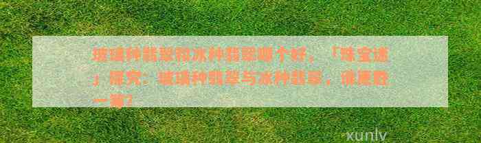 玻璃种翡翠和冰种翡翠哪个好，「珠宝迷」探究：玻璃种翡翠与冰种翡翠，谁更胜一筹？