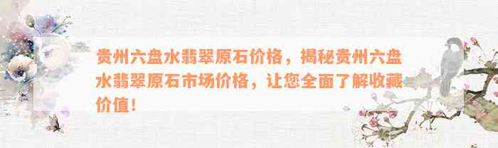 贵州六盘水翡翠原石价格，揭秘贵州六盘水翡翠原石市场价格，让您全面了解收藏价值！