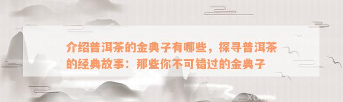 介绍普洱茶的金典子有哪些，探寻普洱茶的经典故事：那些你不可错过的金典子