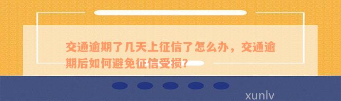 交通逾期了几天上征信了怎么办，交通逾期后如何避免征信受损？