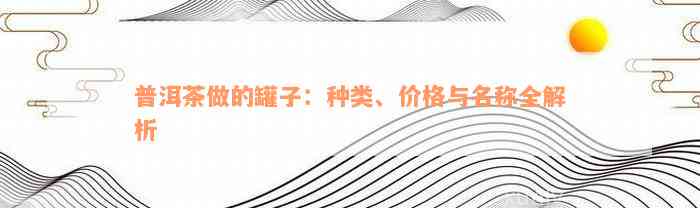 普洱茶做的罐子：种类、价格与名称全解析