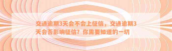 交通逾期3天会不会上征信，交通逾期3天会否影响征信？你需要知道的一切