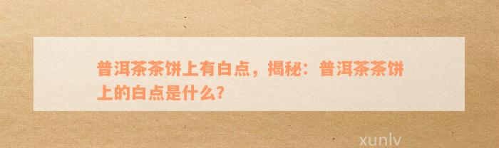 普洱茶茶饼上有白点，揭秘：普洱茶茶饼上的白点是什么？