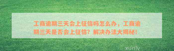 工商逾期三天会上征信吗怎么办，工商逾期三天是否会上征信？解决办法大揭秘！