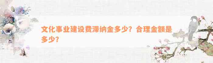 文化事业建设费滞纳金多少？合理金额是多少？