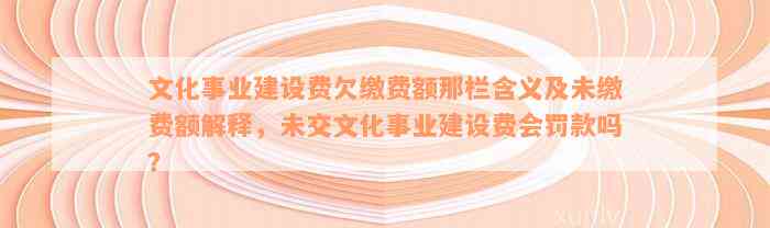 文化事业建设费欠缴费额那栏含义及未缴费额解释，未交文化事业建设费会罚款吗？