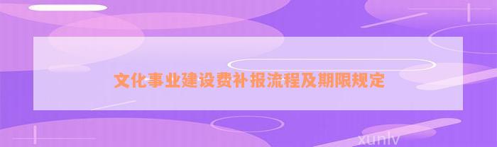 文化事业建设费补报流程及期限规定