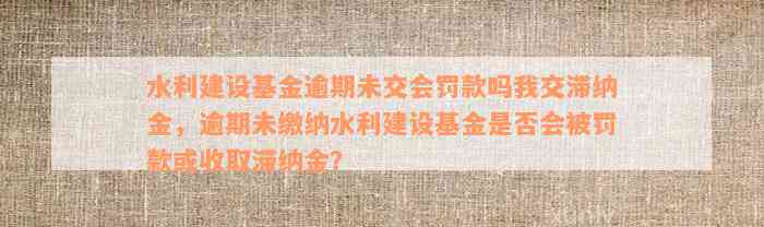 水利建设基金逾期未交会罚款吗我交滞纳金，逾期未缴纳水利建设基金是否会被罚款或收取滞纳金？