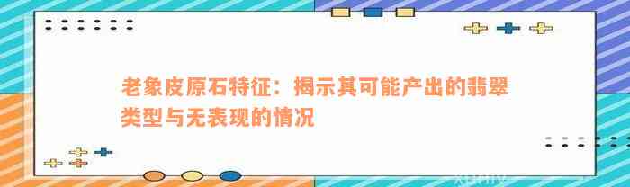 老象皮原石特征：揭示其可能产出的翡翠类型与无表现的情况