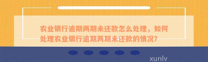 农业银行逾期两期未还款怎么处理，如何处理农业银行逾期两期未还款的情况？