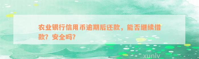 农业银行信用币逾期后还款，能否继续借款？安全吗？