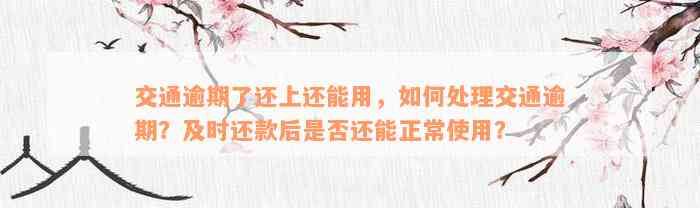 交通逾期了还上还能用，如何处理交通逾期？及时还款后是否还能正常使用？