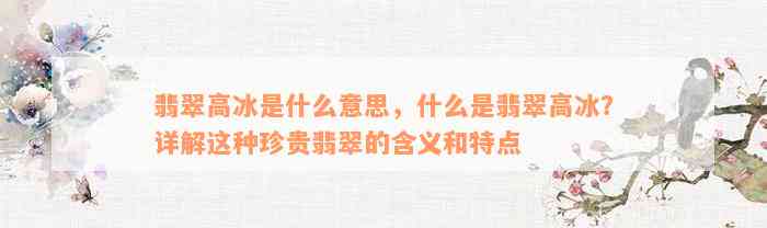 翡翠高冰是什么意思，什么是翡翠高冰？详解这种珍贵翡翠的含义和特点