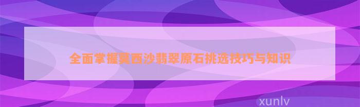 全面掌握莫西沙翡翠原石挑选技巧与知识