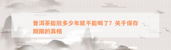 普洱茶能放多少年就不能喝了？关于保存期限的真相