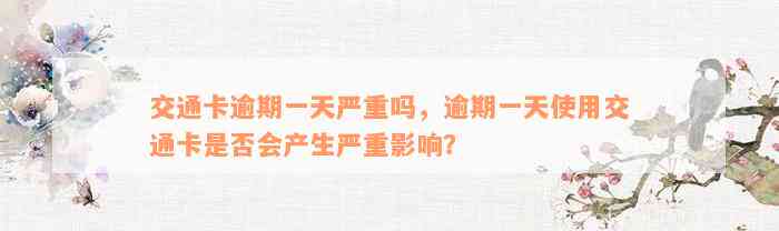 交通卡逾期一天严重吗，逾期一天使用交通卡是否会产生严重影响？