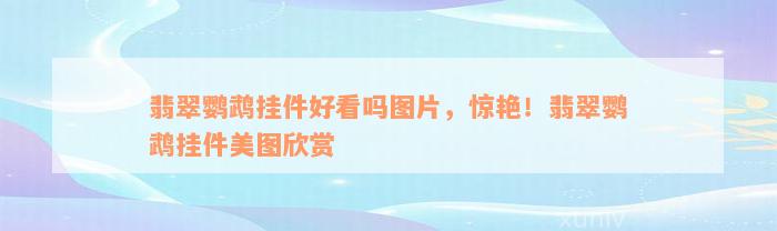 翡翠鹦鹉挂件好看吗图片，惊艳！翡翠鹦鹉挂件美图欣赏