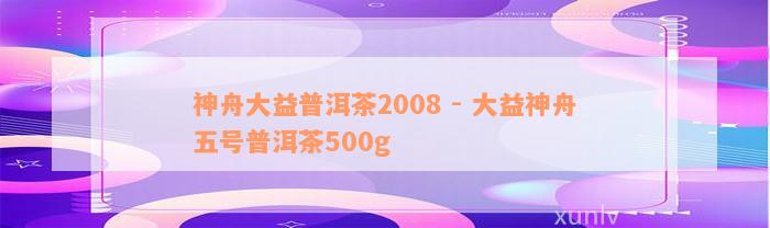 神舟大益普洱茶2008 - 大益神舟五号普洱茶500g