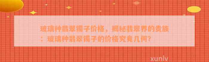 玻璃种翡翠镯子价格，揭秘翡翠界的贵族：玻璃种翡翠镯子的价格究竟几何？